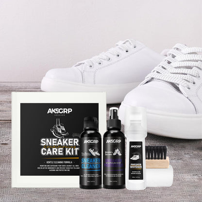 Shoe Care Kit (5 Piece Set) [Cleaning/Waterproofing/Whitening/Brush/Towel]